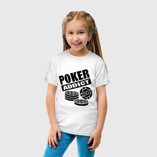 Детская футболка Poker addict / Белый – фото 4