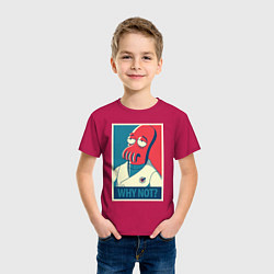Футболка хлопковая детская Zoidberg: Why not?, цвет: маджента — фото 2