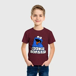 Футболка хлопковая детская Cookie Monster, цвет: меланж-бордовый — фото 2