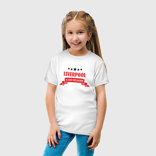 Детская футболка Liverpool is our religion / Белый – фото 4
