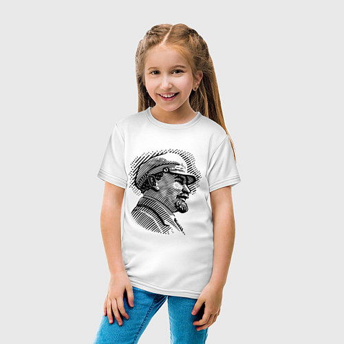 Детская футболка Ленин: гравюра / Белый – фото 4