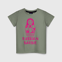 Футболка хлопковая детская Русская Барби, цвет: авокадо