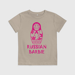 Футболка хлопковая детская Русская Барби, цвет: миндальный