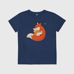 Футболка хлопковая детская Лисички, цвет: тёмно-синий