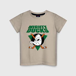 Футболка хлопковая детская Anaheim Mighty Ducks, цвет: миндальный