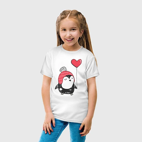 Детская футболка Пингвин-девочка с шариком / Белый – фото 4