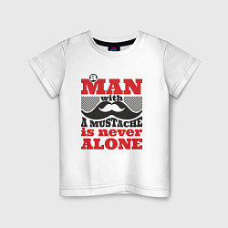 Футболка хлопковая детская A man with a mustache... Усы!, цвет: белый