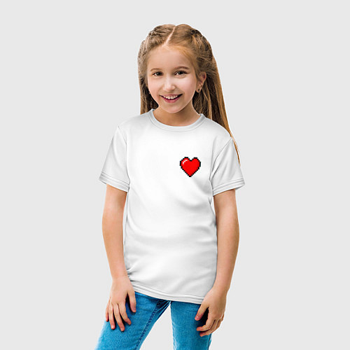Детская футболка Пиксельное сердце / Белый – фото 4