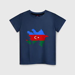 Футболка хлопковая детская Azerbaijan map, цвет: тёмно-синий