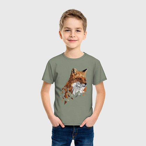Детская футболка Полигональный лис / Авокадо – фото 3