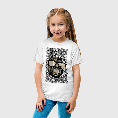 Детская футболка Шимпанзе арт / Белый – фото 4