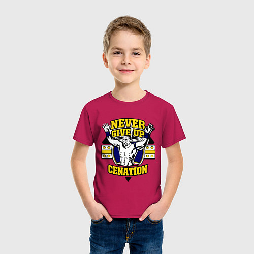 Детская футболка Never Give Up: Cenation / Маджента – фото 3
