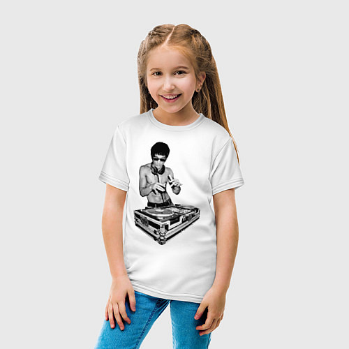Детская футболка Брюс Ли Dj / Белый – фото 4