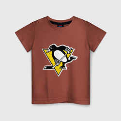 Футболка хлопковая детская Pittsburgh Penguins, цвет: кирпичный