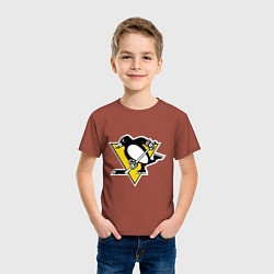 Футболка хлопковая детская Pittsburgh Penguins, цвет: кирпичный — фото 2