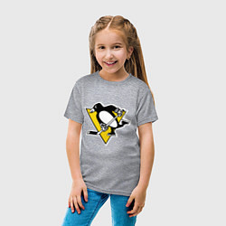 Футболка хлопковая детская Pittsburgh Penguins, цвет: меланж — фото 2