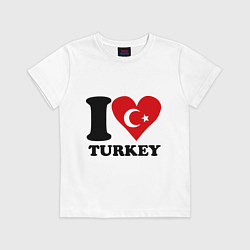Футболка хлопковая детская I love turkey, цвет: белый