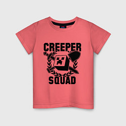 Футболка хлопковая детская Creeper Squad, цвет: коралловый