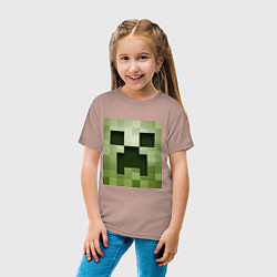 Футболка хлопковая детская Мinecraft creeper, цвет: пыльно-розовый — фото 2