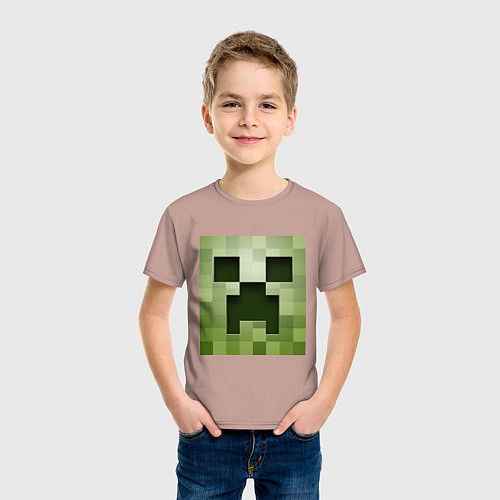 Детская футболка Мinecraft creeper / Пыльно-розовый – фото 3