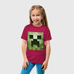 Футболка хлопковая детская Мinecraft creeper, цвет: маджента — фото 2