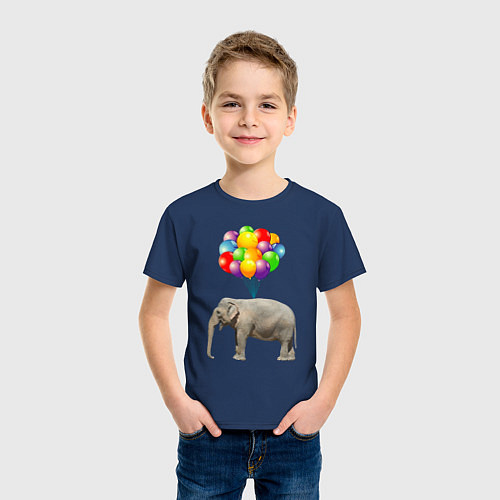 Детская футболка Воздушный слоник / Тёмно-синий – фото 3
