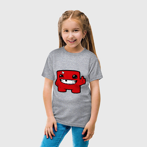 Детская футболка Super Meat Boy / Меланж – фото 4