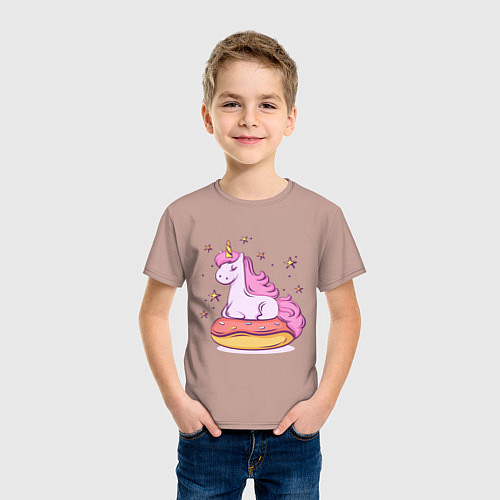 Детская футболка Единорог на пончике / Пыльно-розовый – фото 3