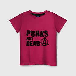 Футболка хлопковая детская Punks not dead, цвет: маджента