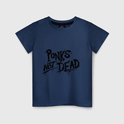 Футболка хлопковая детская Punks not dead, цвет: тёмно-синий