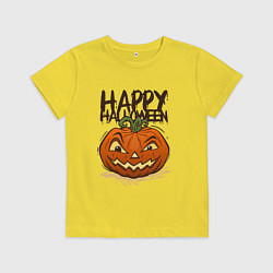Футболка хлопковая детская Happy halloween, цвет: желтый