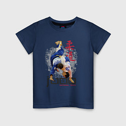 Футболка хлопковая детская Дзюдо: национальная команда, цвет: тёмно-синий