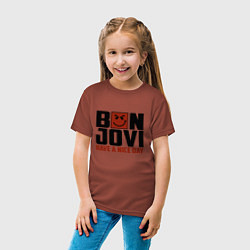 Футболка хлопковая детская Bon Jovi: Nice day, цвет: кирпичный — фото 2
