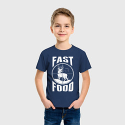Футболка хлопковая детская FAST FOOD олень в прицеле, цвет: тёмно-синий — фото 2