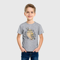 Футболка хлопковая детская Wild & Free Owl, цвет: меланж — фото 2