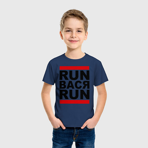 Детская футболка Run Вася Run / Тёмно-синий – фото 3