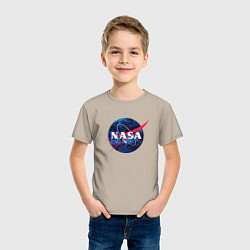 Футболка хлопковая детская NASA: Cosmic Logo, цвет: миндальный — фото 2