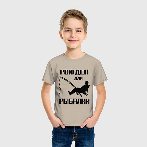 Детская футболка Рожден для рыбалки / Миндальный – фото 3