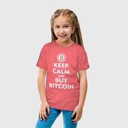 Футболка хлопковая детская Keep Calm & Buy Bitcoin, цвет: коралловый — фото 2