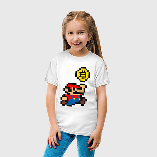Детская футболка Mario Bitcoin / Белый – фото 4