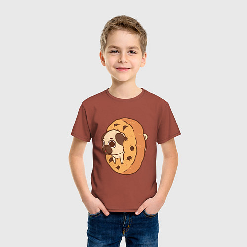 Детская футболка Мопс-печенька / Кирпичный – фото 3