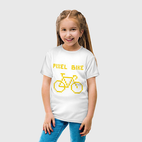 Детская футболка Pixel Bike one color / Белый – фото 4