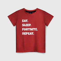 Футболка хлопковая детская Eat Sleep Fortnite Repeat, цвет: красный