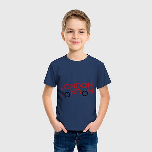 Детская футболка Автобус LONDON / Тёмно-синий – фото 3