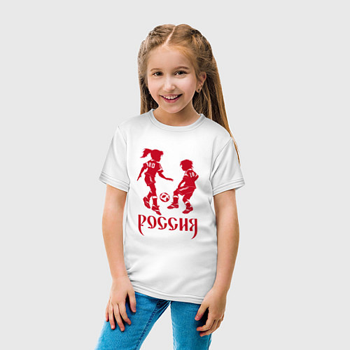 Детская футболка Россия: Дети футбола ЧМ-2018 / Белый – фото 4