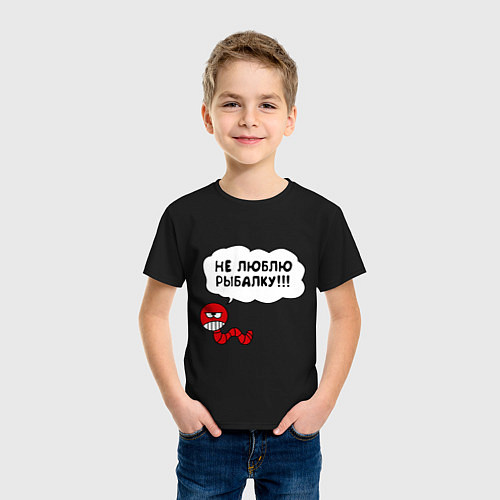 Детская футболка Не люблю рыбалку / Черный – фото 3