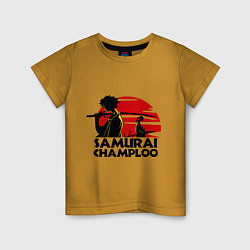 Футболка хлопковая детская Самурай Champloo закат, цвет: горчичный