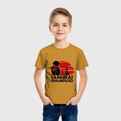 Детская футболка Самурай Champloo закат / Горчичный – фото 3