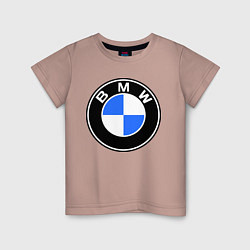 Футболка хлопковая детская Logo BMW, цвет: пыльно-розовый