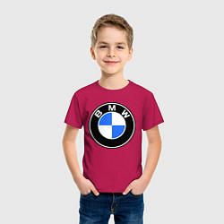 Футболка хлопковая детская Logo BMW, цвет: маджента — фото 2